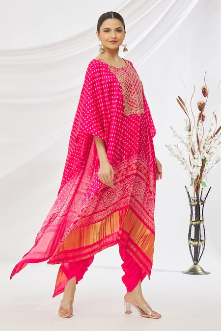 Buy Samyukta Singhania Pink Silk, Chiffon Mirrors, Embroidery Round Printed Poncho And Dhoti Pant Set Online at Aza Fashions Buy_Samyukta Singhania_Pink Silk, Chiffon Mirrors, Embroidery Round Printed Poncho And Dhoti Pant Set _Online_at_Aza_Fashions