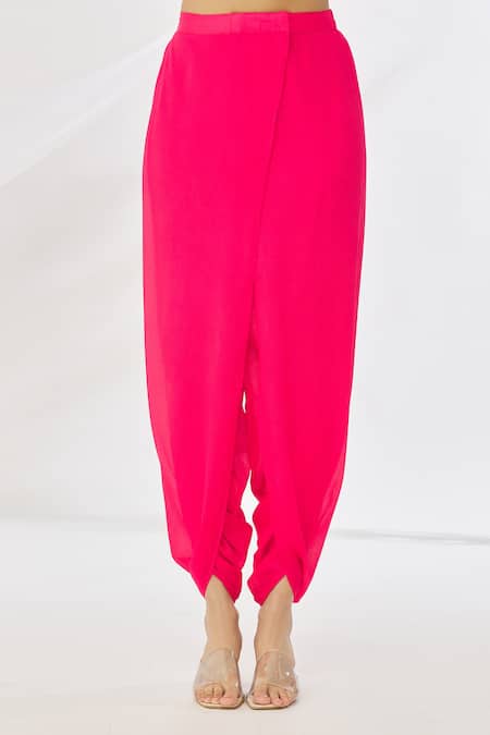 Samyukta Singhania Pink Silk, Chiffon Mirrors, Embroidery Round Printed Poncho And Dhoti Pant Set at Aza Fashions Samyukta Singhania_Pink Silk, Chiffon Mirrors, Embroidery Round Printed Poncho And Dhoti Pant Set _at_Aza_Fashions