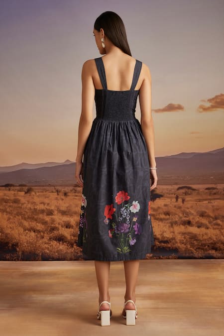 Shop Verb By Pallavi Singhee Blue Cotton Sequins, Beads, Embroidery Sweetheart Neck Dress at Aza Fashions Shop_Verb By Pallavi Singhee_Blue Cotton Sequins, Beads, Embroidery Sweetheart Neck Dress _at_Aza_Fashions