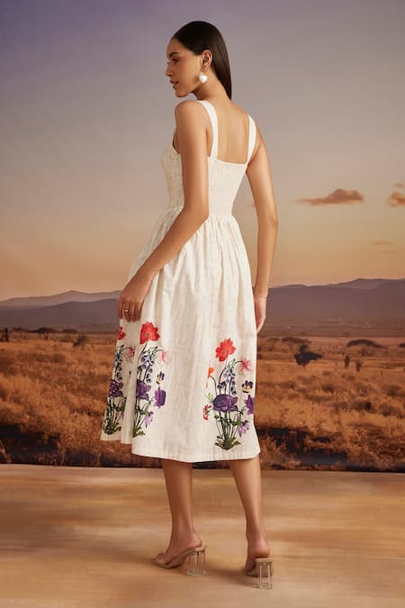 Shop Verb By Pallavi Singhee Beige Cotton Embroidery, Beads, Sequins Sweetheart Neck Dress at Aza Fashions Shop_Verb By Pallavi Singhee_Beige Cotton Embroidery, Beads, Sequins Sweetheart Neck Dress _at_Aza_Fashions