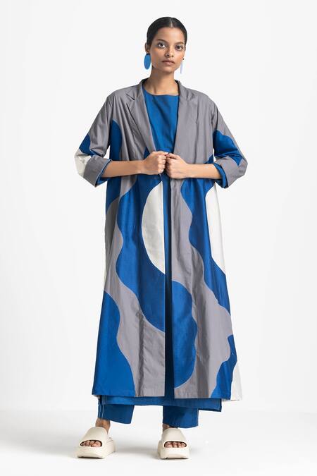 Buy Three Blue Poplin Solid Round Tunic Online at Aza Fashions Buy_Three_Blue Poplin Solid Round Tunic _Online_at_Aza_Fashions
