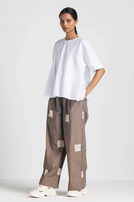 Buy Three White Cotton Round Neck Asymmetric Pleated Top Online at Aza Fashions Buy_Three_White Cotton Round Neck Asymmetric Pleated Top _Online_at_Aza_Fashions