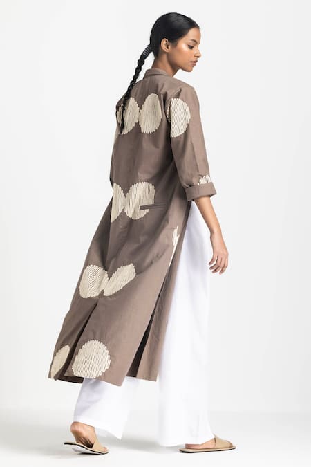 Shop Three White Silk, Crepe Embroidery Round Neck Thread Top at Aza Fashions Shop_Three_White Silk, Crepe Embroidery Round Neck Thread Top _at_Aza_Fashions