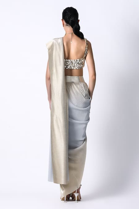 431-88 By Shweta Kapur Ombre Pre Draped Saree With Embellished Blouse 