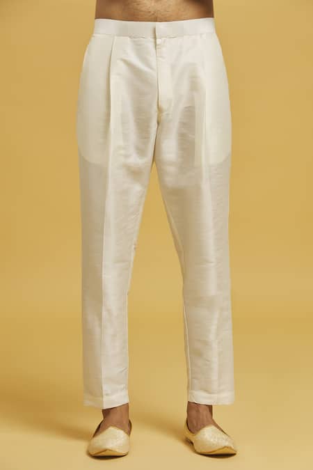 Buy_Rng Safawala_Off White Silk, Cotton Mirrors Embroidered Jacket Kurta Set