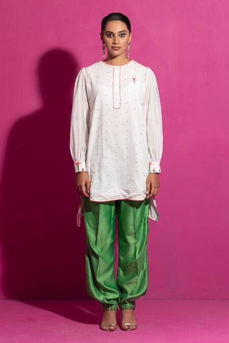 Shop Saksham & Neharicka Green Chanderi Cargo Pant at Aza Fashions Shop_Saksham & Neharicka_Green Chanderi Cargo Pant_at_Aza_Fashions