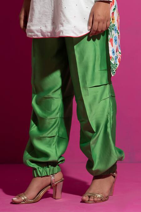 Saksham & Neharicka Green Chanderi Cargo Pant Online at Aza Fashions Saksham & Neharicka_Green Chanderi Cargo Pant_Online_at_Aza_Fashions