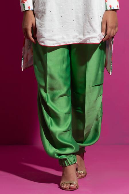 Buy Saksham & Neharicka Green Chanderi Cargo Pant Online at Aza Fashions Buy_Saksham & Neharicka_Green Chanderi Cargo Pant_Online_at_Aza_Fashions