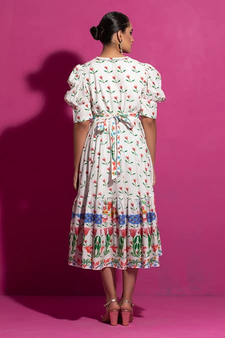 Saksham & Neharicka Champa Tulip Bloom Print Midi Dress 