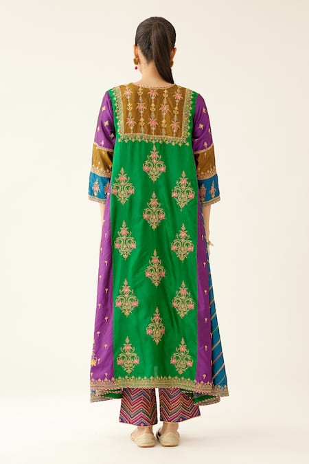 Shop Kora Multi Color , Organza, Cotton Beads, Sequins Embroidered Kurta Pant Set at Aza Fashions Shop_Kora_Multi Color , Organza, Cotton Beads, Sequins Embroidered Kurta Pant Set _at_Aza_Fashions