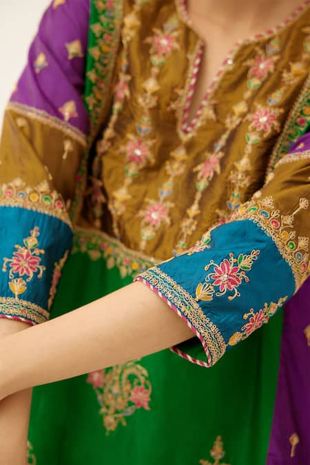 Kora Multi Color , Organza, Cotton Beads, Sequins Embroidered Kurta Pant Set at Aza Fashions Kora_Multi Color , Organza, Cotton Beads, Sequins Embroidered Kurta Pant Set _at_Aza_Fashions