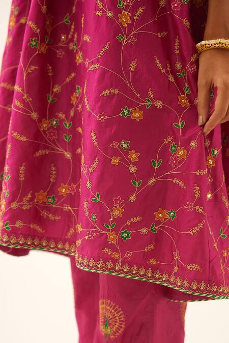 Buy_Kora_Purple , Organza, Cotton Beads, Sequins, Embroidery Kurta And Pant Set 