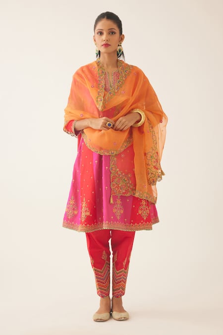 KORA Embroidered Short Kurta Salwar Set 