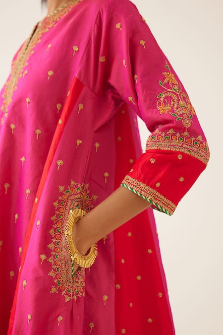 Shop Kora Fuchsia , Organza Sequins, Beads, Embroidery Short Kurta Salwar Set Online at Aza Fashions Shop_Kora_Fuchsia , Organza Sequins, Beads, Embroidery Short Kurta Salwar Set _Online_at_Aza_Fashions