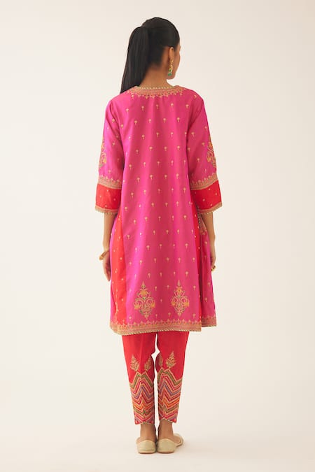 Shop Kora Fuchsia , Organza Sequins, Beads, Embroidery Short Kurta Salwar Set at Aza Fashions Shop_Kora_Fuchsia , Organza Sequins, Beads, Embroidery Short Kurta Salwar Set _at_Aza_Fashions
