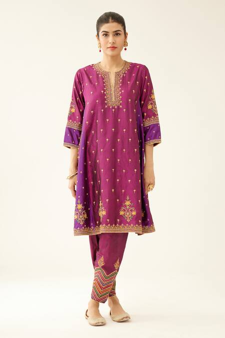 Shop Kora Purple , Organza, Cotton Beads, Sequins, Dori Short Kurta Salwar Set Online at Aza Fashions Shop_Kora_Purple , Organza, Cotton Beads, Sequins, Dori Short Kurta Salwar Set _Online_at_Aza_Fashions