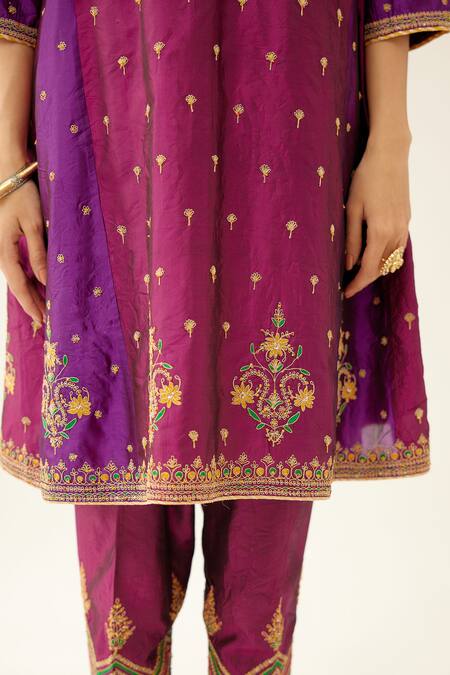 Buy Kora Purple , Organza, Cotton Beads, Sequins, Dori Short Kurta Salwar Set Buy_Kora_Purple , Organza, Cotton Beads, Sequins, Dori Short Kurta Salwar Set