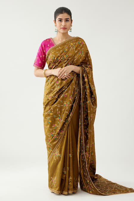 KORA Embroidered Saree With Blouse 