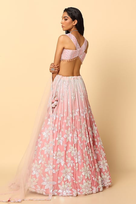 Meenagurnam Pink Viscose, Georgette, Net Pearls, Embroidered Blouse Bridal Lehenga Set Online at Aza Fashions Meenagurnam_Pink Viscose, Georgette, Net Pearls, Embroidered Blouse Bridal Lehenga Set _Online_at_Aza_Fashions