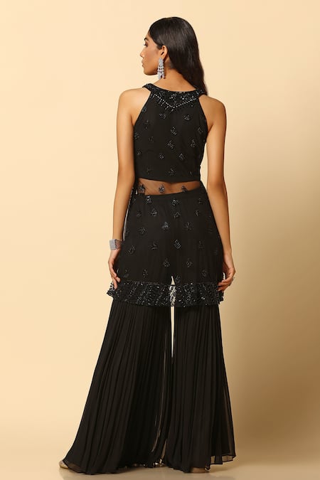 Meenagurnam Embroidered Peplum Top & Sharara Set 