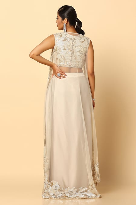 Meenagurnam Embroidered Cape Skirt Set 
