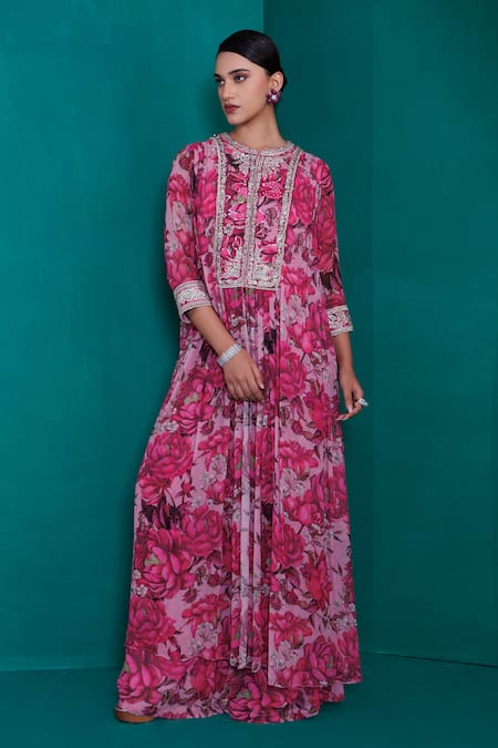 Adi By Aditya Khandelwl Embroidered Digital Print Tunic & Palazzo Set 