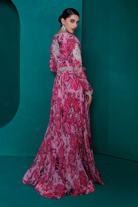 Adi By Aditya Khandelwl Floral Printed Anarkali Set With Dupatta 