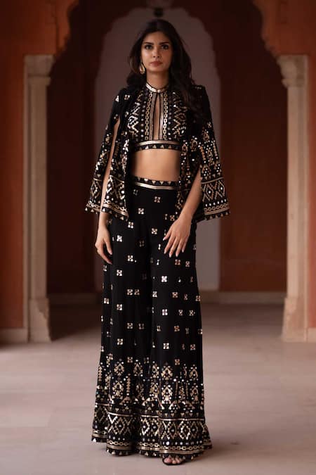 Gopi Vaid Ishana Embroidered Blazer Sharara Set 