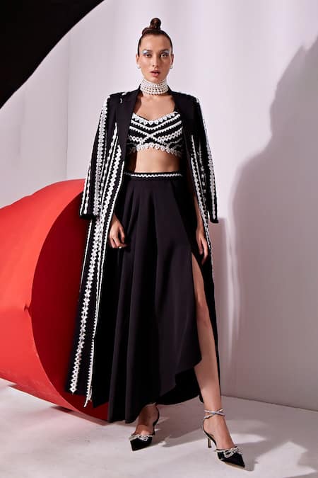 Vidhi Wadhwani JASHNA Lace Embellished Jacket Skirt Set 