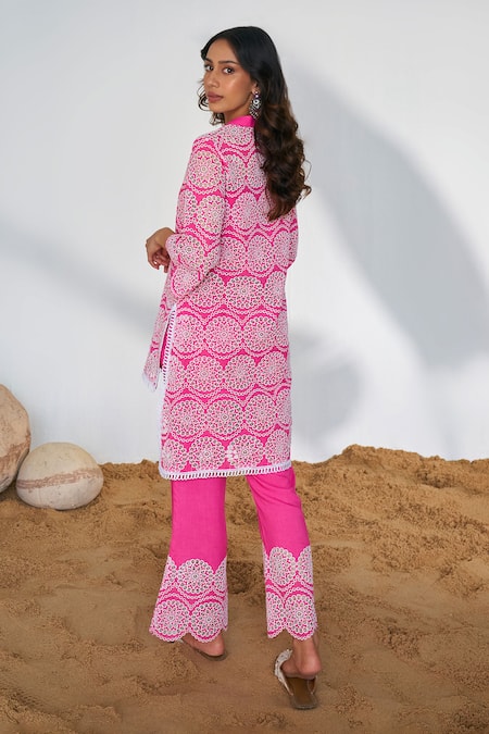 Qala Clothing Selma Shiffli High Low Tunic With Pant 