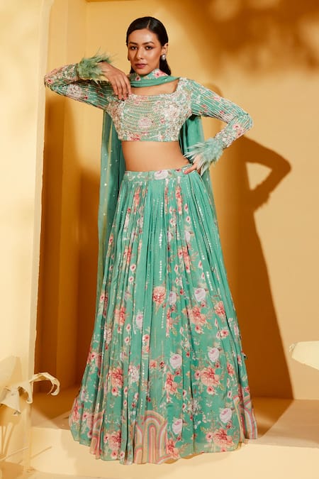 Suruchi Parakh Floral Pattern & Embroidered Lehenga Set 