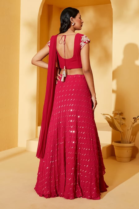 Suruchi Parakh Draped Lehenga With Cutwork Blouse 