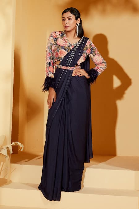 Suruchi Parakh Embroidered Pre-Draped Skirt Saree With Blouse 