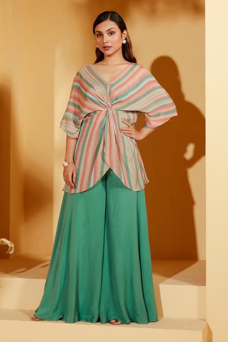 Suruchi Parakh Abstract Stripe Tunic & Flared Pant Set 