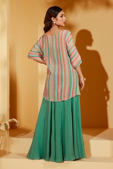Suruchi Parakh Abstract Stripe Tunic & Flared Pant Set 
