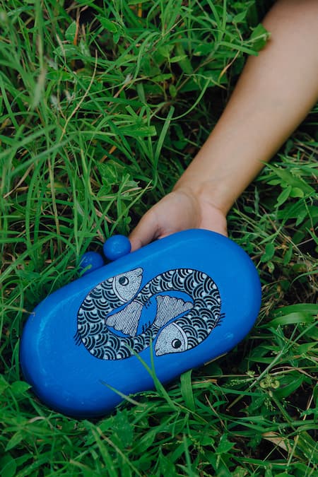 Riti Machlee Hand Painted Wood Clutch 