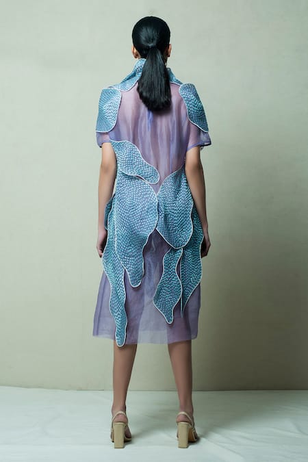 Vivek Patel 3D Cosmic Flower Embellished Dress With Inner 