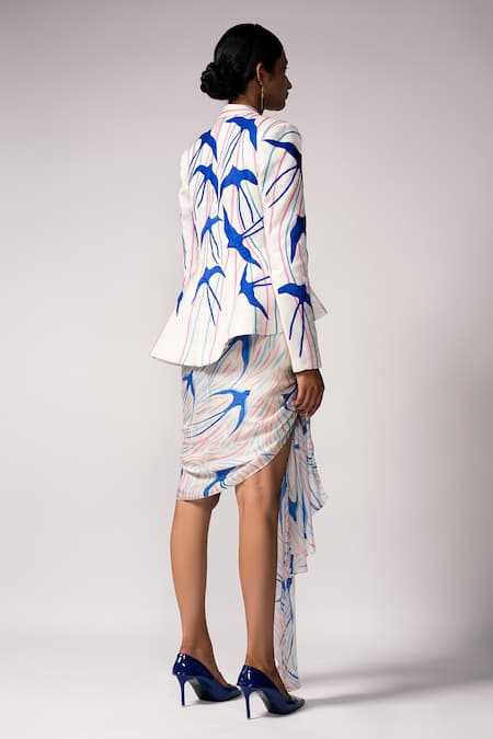 Shop Vivek Patel Ivory Silk Organza, Gingham, Brocade, Embellished Jacket And Printed Skirt Set at Aza Fashions Shop_Vivek Patel_Ivory Silk Organza, Gingham, Brocade, Embellished Jacket And Printed Skirt Set _at_Aza_Fashions