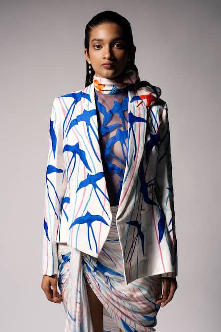 Buy Vivek Patel Ivory Silk Organza, Gingham, Brocade, Embellished Jacket And Printed Skirt Set Online at Aza Fashions Buy_Vivek Patel_Ivory Silk Organza, Gingham, Brocade, Embellished Jacket And Printed Skirt Set _Online_at_Aza_Fashions