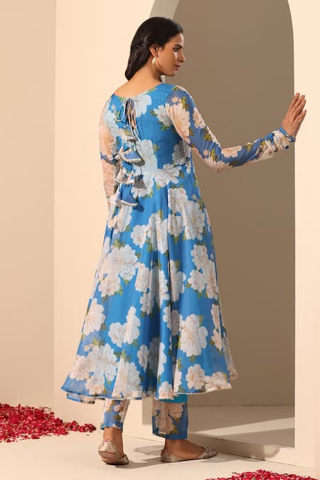 Pomcha Jaipur Gul Fiza Floral Pattern Anarkali Pant Set 