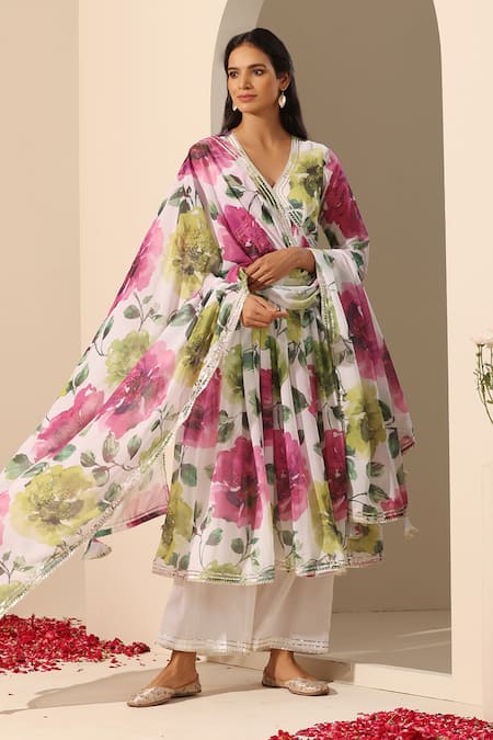 POMCHA JAIPUR Gul Gulistan Floral Pattern Anarkali Pant Set 