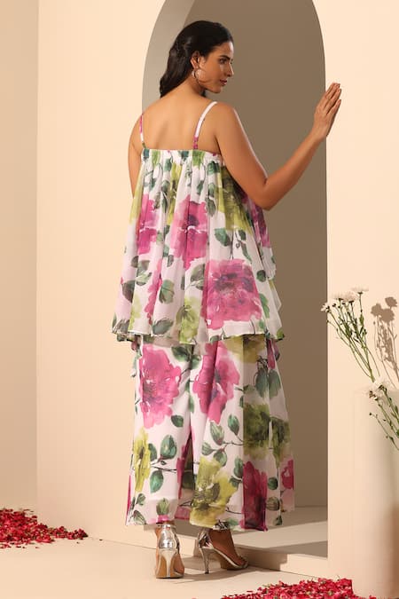 Pomcha Jaipur Gul Gulistan Floral Pattern Top & Pant Set 