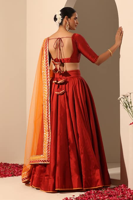 Pomcha Jaipur Gul Solid Lehenga Set 