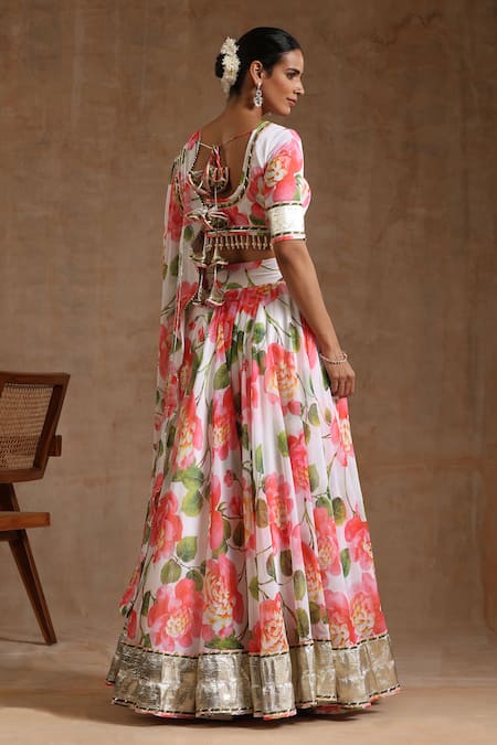 Pomcha Jaipur Gul Noor Floral Pattern Lehenga Set 