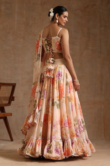 Pomcha Jaipur Gul Ruhani Floral Pattern Lehenga Set 