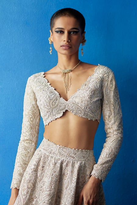 Mrunalini Rao Noor Hand Embroidered Bridal Lehenga Set 