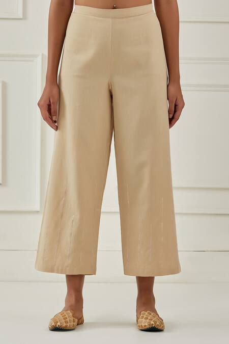 Kamaltaas_Yellow Cotton, Chanderi Embroidery, Piping Round Neck Layered Jacket Kurta Set _at_Aza_Fashions