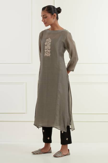 Buy Kamaltaas Grey Chanderi, Cotton Embroidery Round Placement Flower Pitta Kurta And Pant Set Online at Aza Fashions Buy_Kamaltaas_Grey Chanderi, Cotton Embroidery Round Placement Flower Pitta Kurta And Pant Set _Online_at_Aza_Fashions