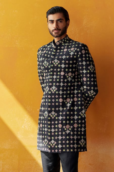 Mrunalini Rao Aarni Resham Embroidered Sherwani Set 