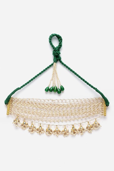 Shop Dugran By Dugristyle White Kundan Embellished Choker Necklace at Aza Fashions Shop_Dugran By Dugristyle_White Kundan Embellished Choker Necklace _at_Aza_Fashions